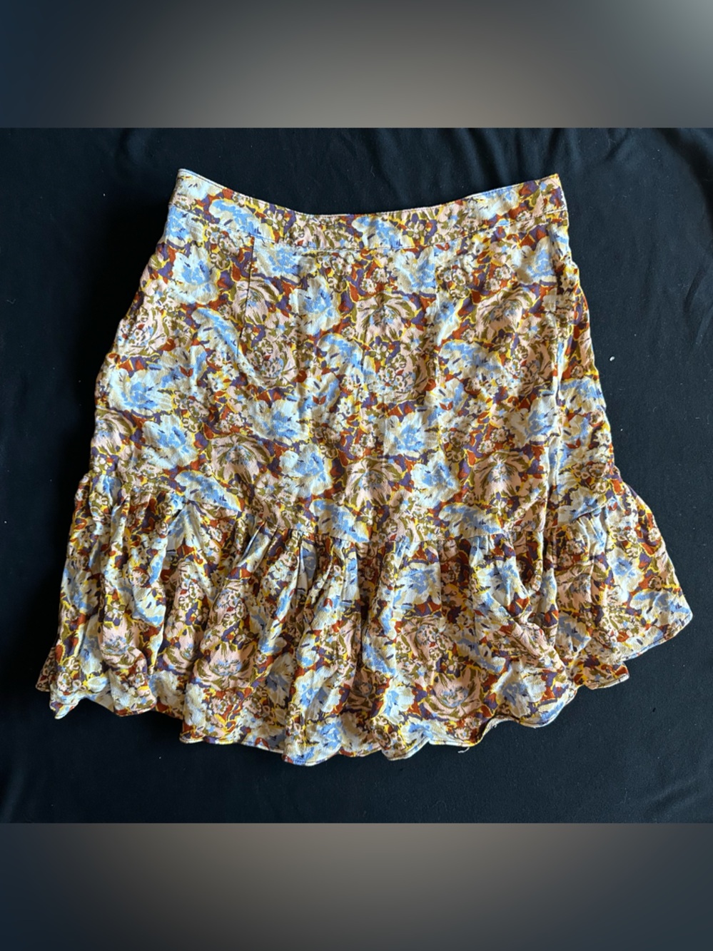 Free People Blue and Brown Floral Circle Skirt - Picture 3 of 15